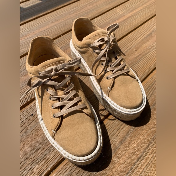 Rag & Bone Kent Espadrille in Dune Suede - Platform Sneaker Beige Tan Size 6.5 - Picture 2 of 3
